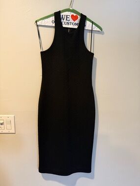 Express Black Textured Sleeveless Midi Dress